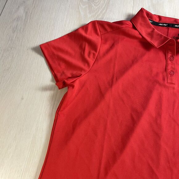 Nike Golf Polo Women's Large Red Dri-Fit Shirt Golfing Attire Sleeve Swoosh Dri - Picture 5 of 15